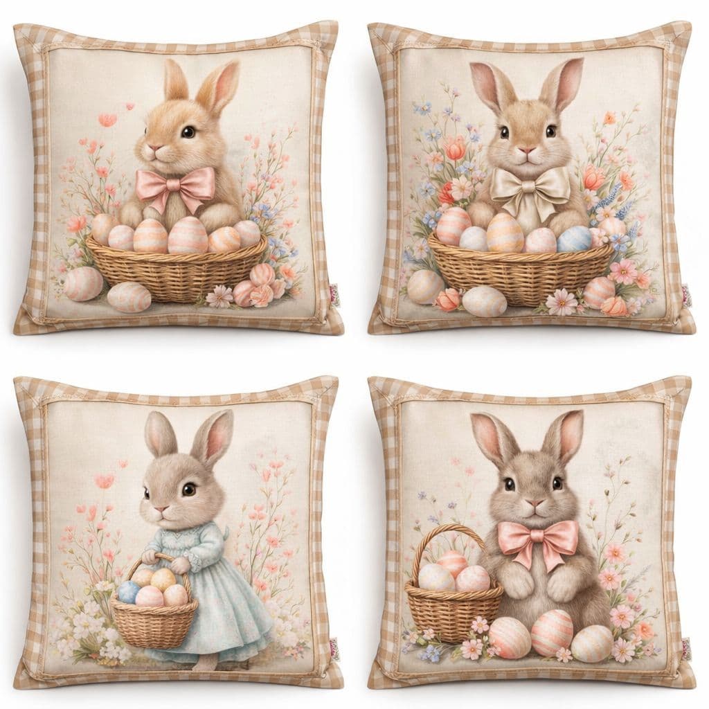 KIT 4 CAPAS DE ALMOFADAS COELHO PASCOA JESUS CRUZ   - TAMANHO 45X45
