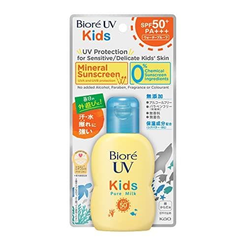 Protetor solar Biore UV Kids Pure Milk, 70ml, FPS 50/PA+++, proteção de barreira mineral sem absorvedores de UV, sem ...