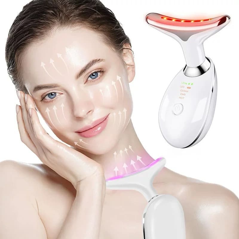 Massageador De Pescoço e Rosto LED Vibração Fototerapia Para Rejuvenescer Firmeza Anti-Rugas YB