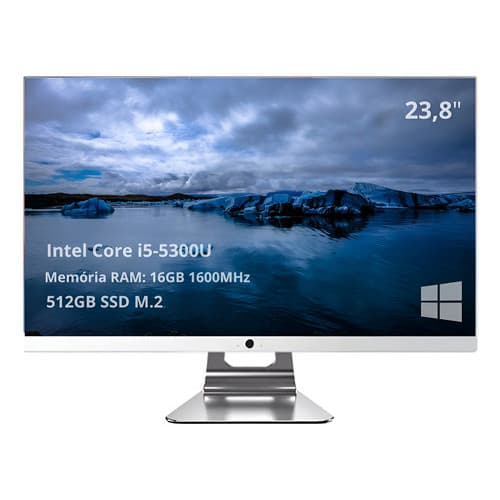 Computador All In One I5 Intel 16gb 23.8 Webcam Ssd 512gb Branco 127/220v
