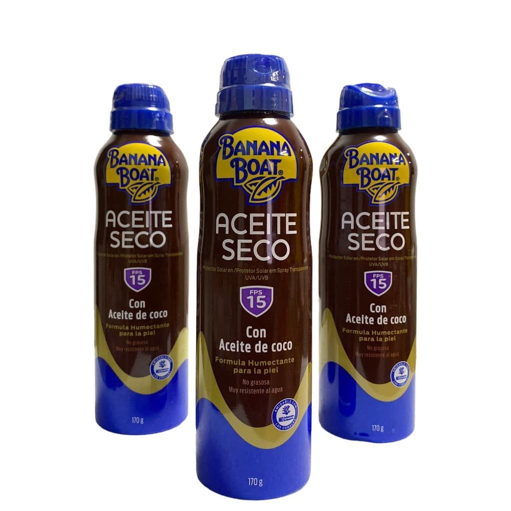 3 Bronzeador Spray Solar  Banana Boat Aceite Seco Fps15 VAL 04/2027