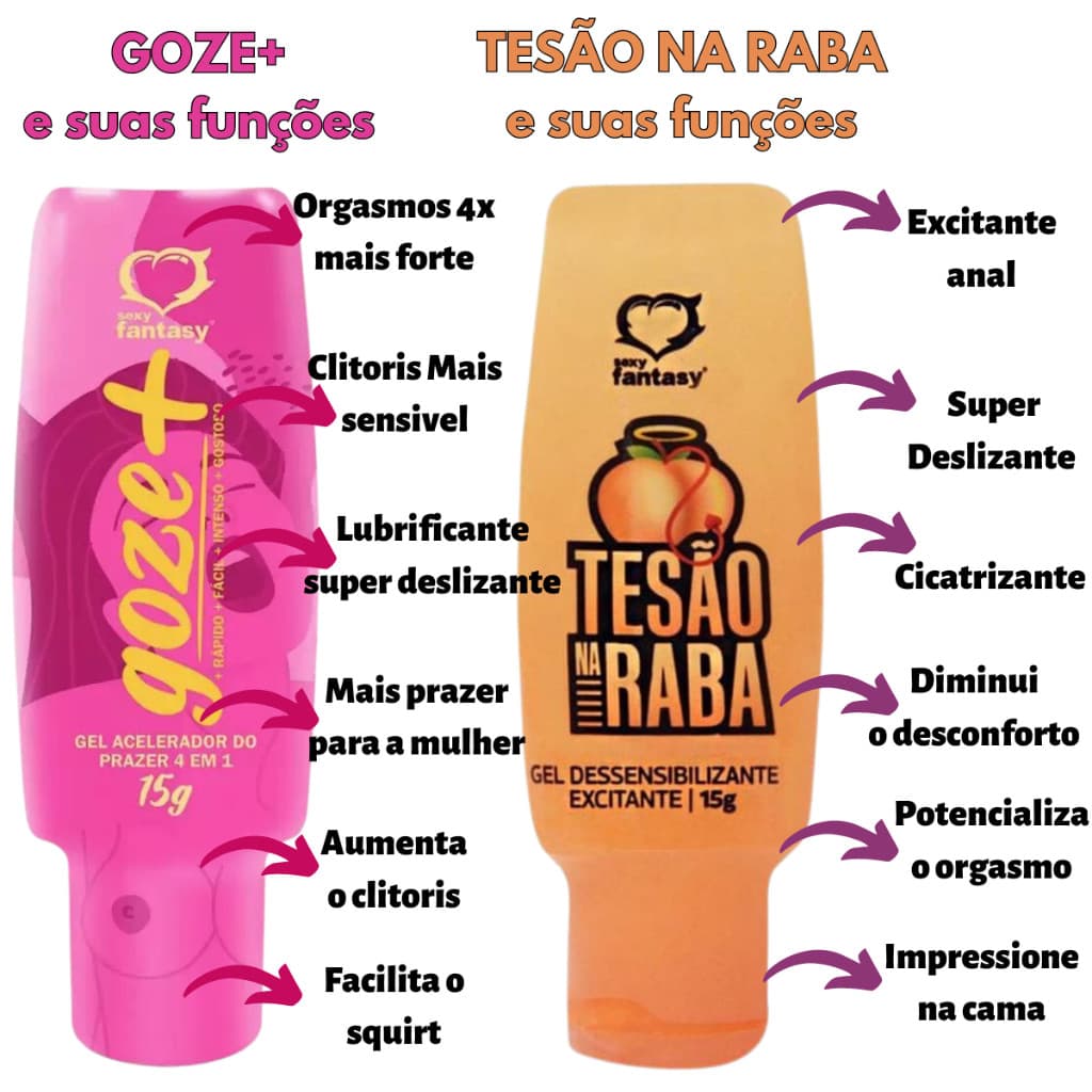 SEX SHOP Produtos Adultos KIT Prazer Feminino Gel Goze Mais 4 em 1 + Gel Tesão Na Raba Sexo Anal
