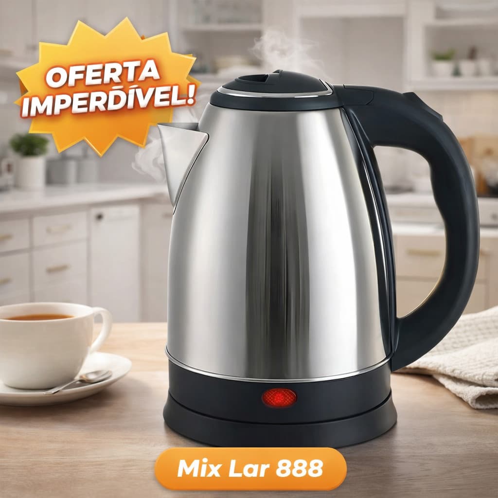 Chaleira Elétrica Automática 1,8 Litros 110v ou 220v – Base 360° e Luz Indicadora