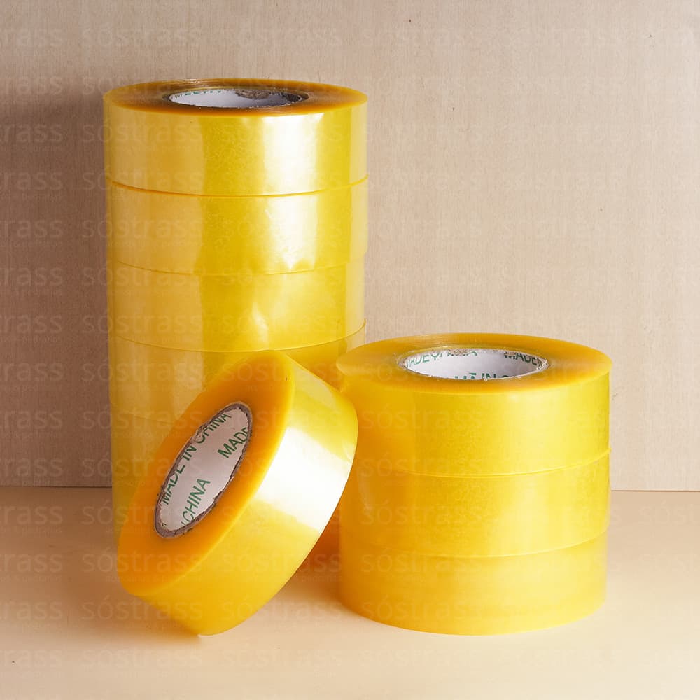 Kit 10 Fitas Adesiva Larga Transparente. Rolo 300 Metros