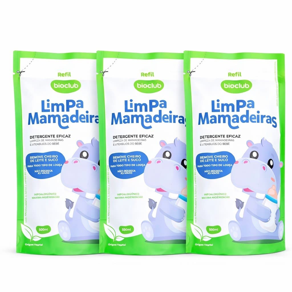 3 Unidades Limpa Mamadeiras Vegano Detergente Elimina Odores 500ml