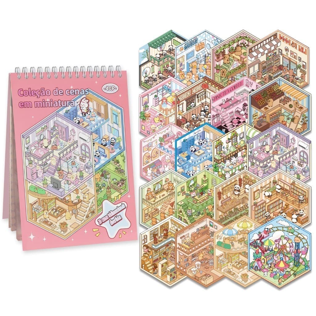 Adesivo Cenário Criar Cenas 3D de Paisagismo Kawaii Fofo DIY Scrapbooking para Crianças e Adultos