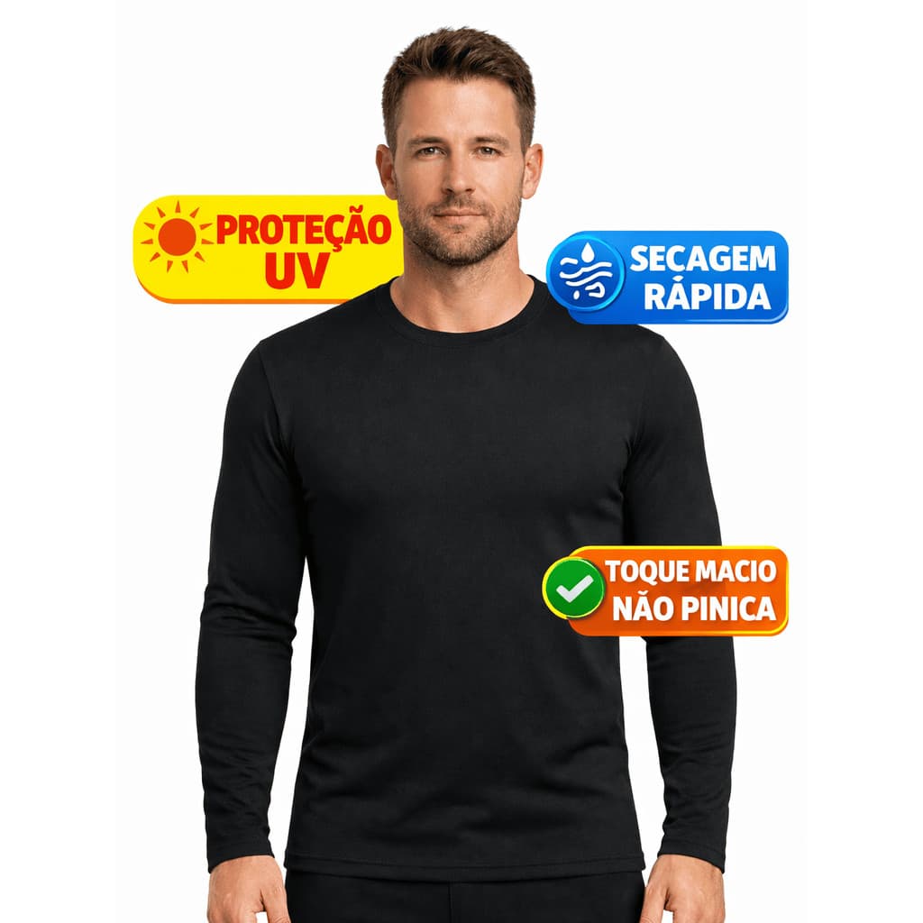 Camisa Térmica Masculina Proteção UV Segunda Pele