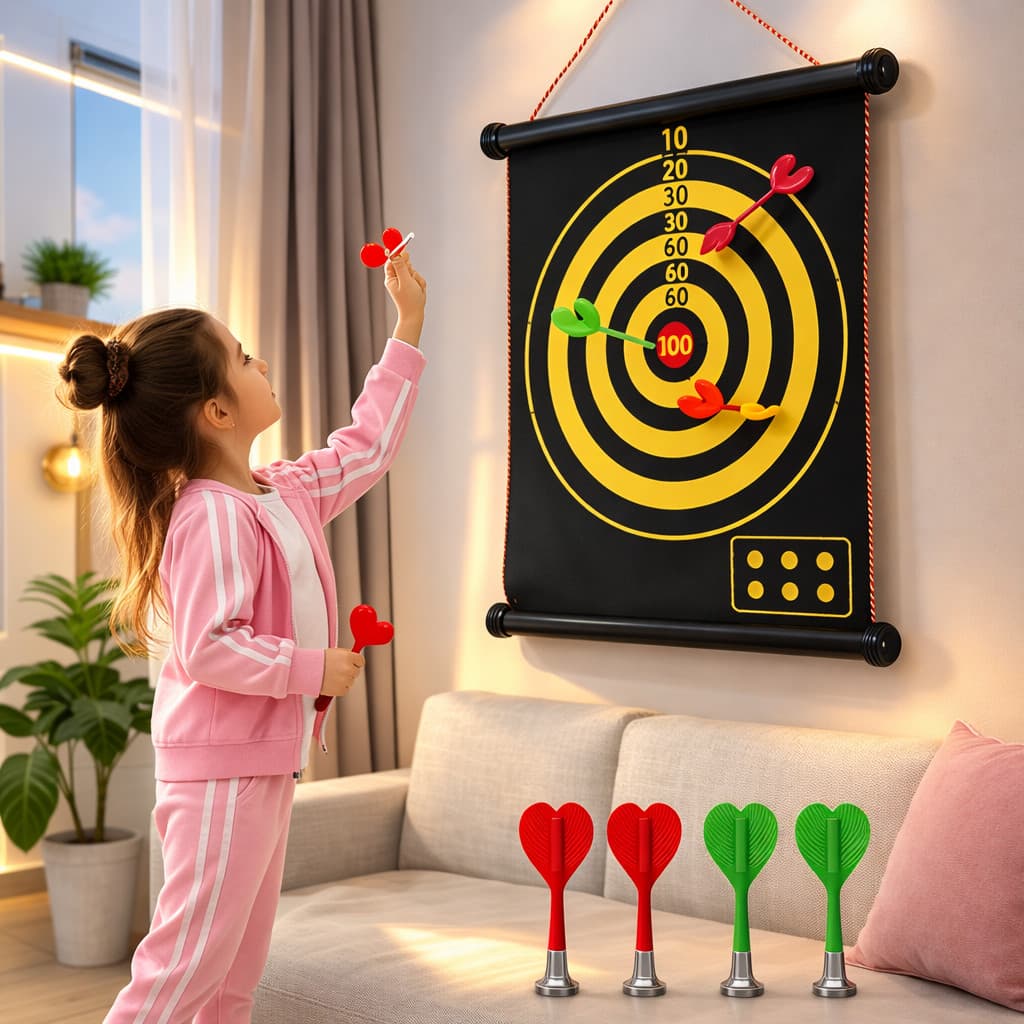 Jogo de Dardos Magnético Educativo Coordenação Motora Dupla Face 4 Dardos