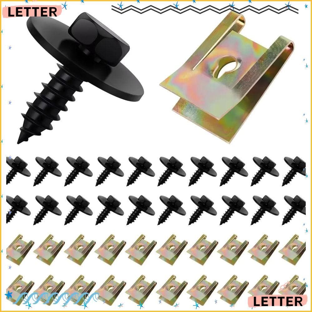 Carta 20/40/60Pcs Parafusos De Metal Para Carro , Clipe De Fixação De Batida De Proteção Antiferrugem Mista , Folha De F