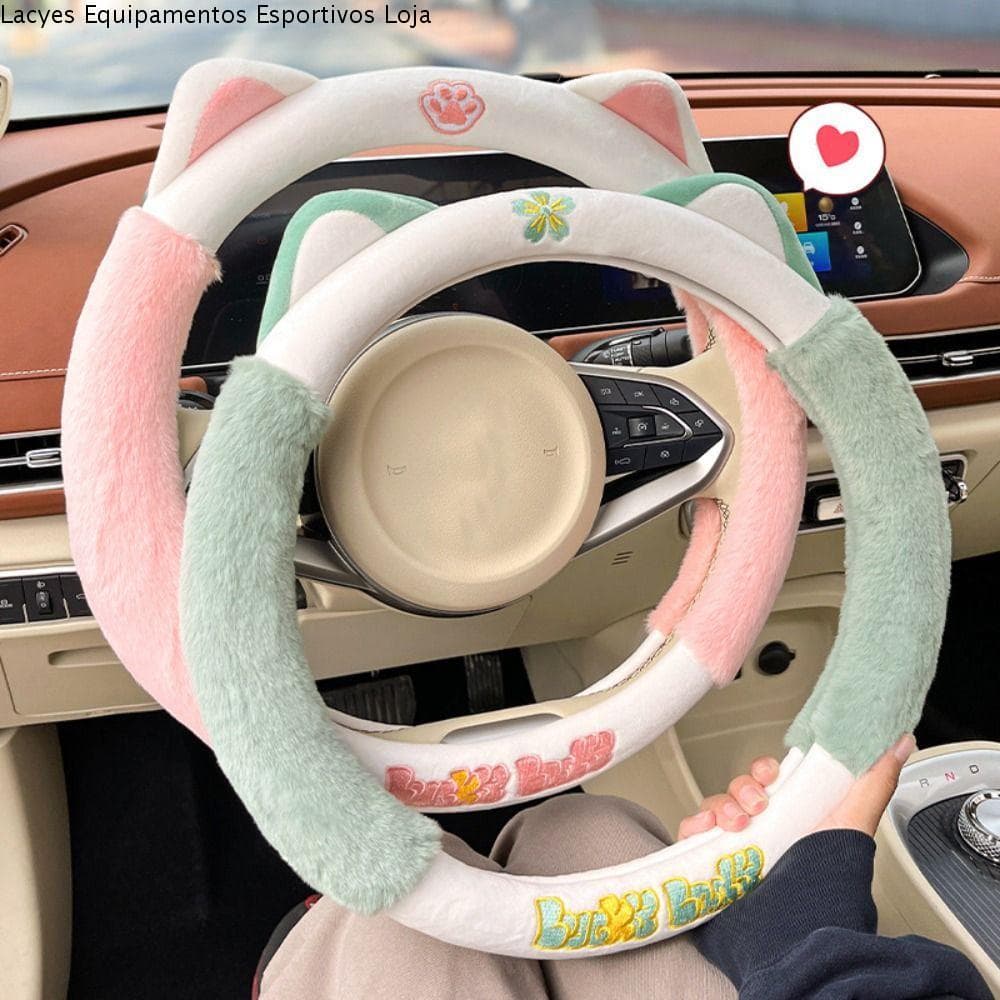 LACYES Capa De Alça De Carro , Direção , Orelhas De Gato , Sino Pequeno , Pelúcia , Quente , Acessórios Decoração Manga 