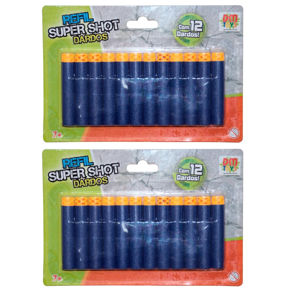 KIT C/2 REFIL C/12 DARDOS SUPER SHOT - DM TOYS DMT6167