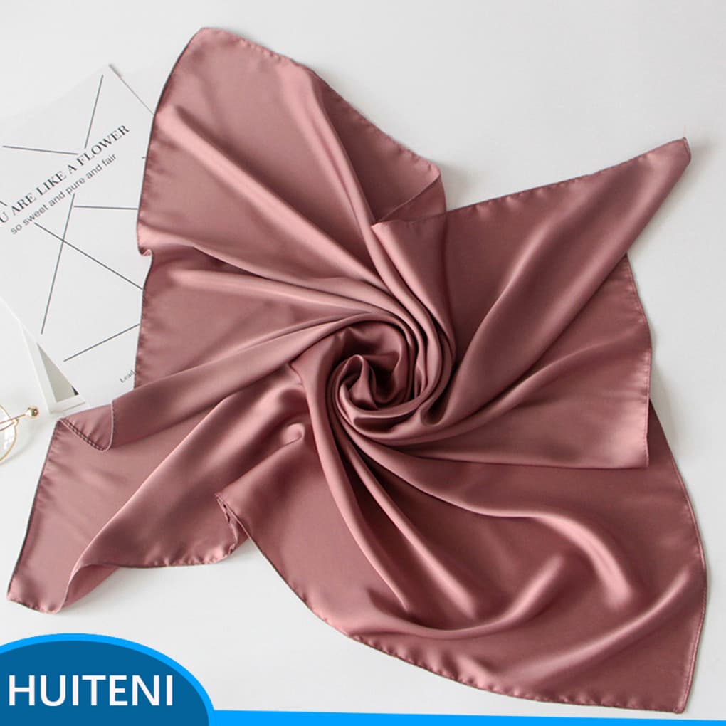 Lenço Quadrado De Cetim Sólido Feminino Cabeça De Inverno Senhoras Cor Presente Puro Pescoço Xale