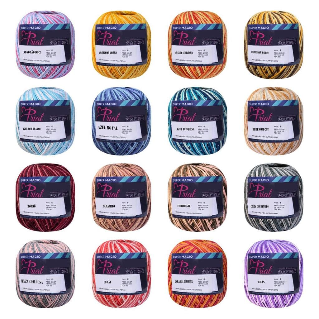 Barbante Multicolor Colorido 200 Gramas Linha De Crochê Tricô 6 Fios Prial