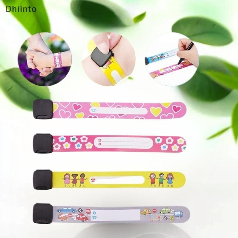 [Dhiint] 10 Peças Pulseira De Reconhecimento De Segurança Para Crianças Ajustável À Prova D'água Reutilizável Viagens Ao