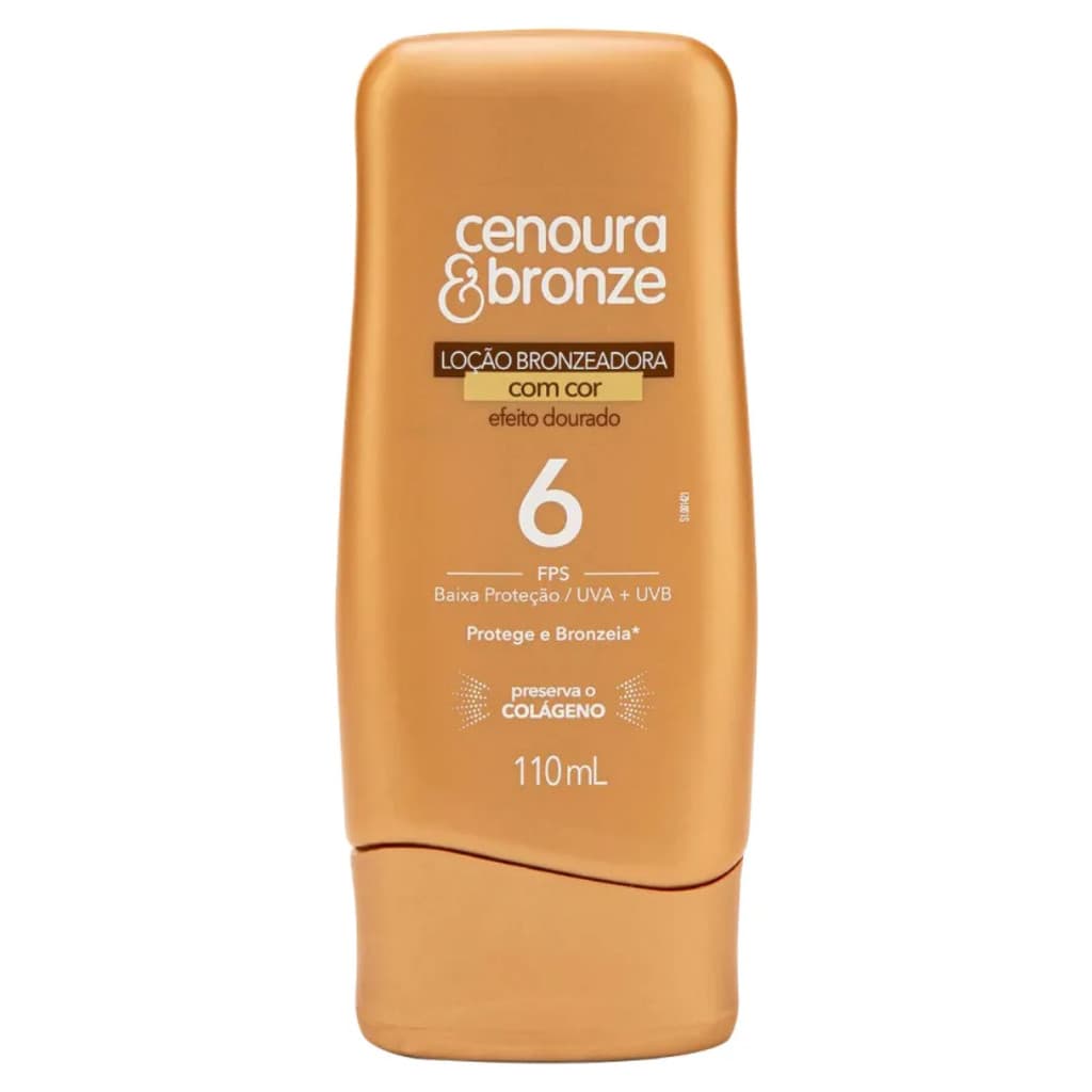 Loção Bronzeadora Corporal Cenoura & Bronze Efeito Dourado Bronzeador com cor FPS 6 110ml