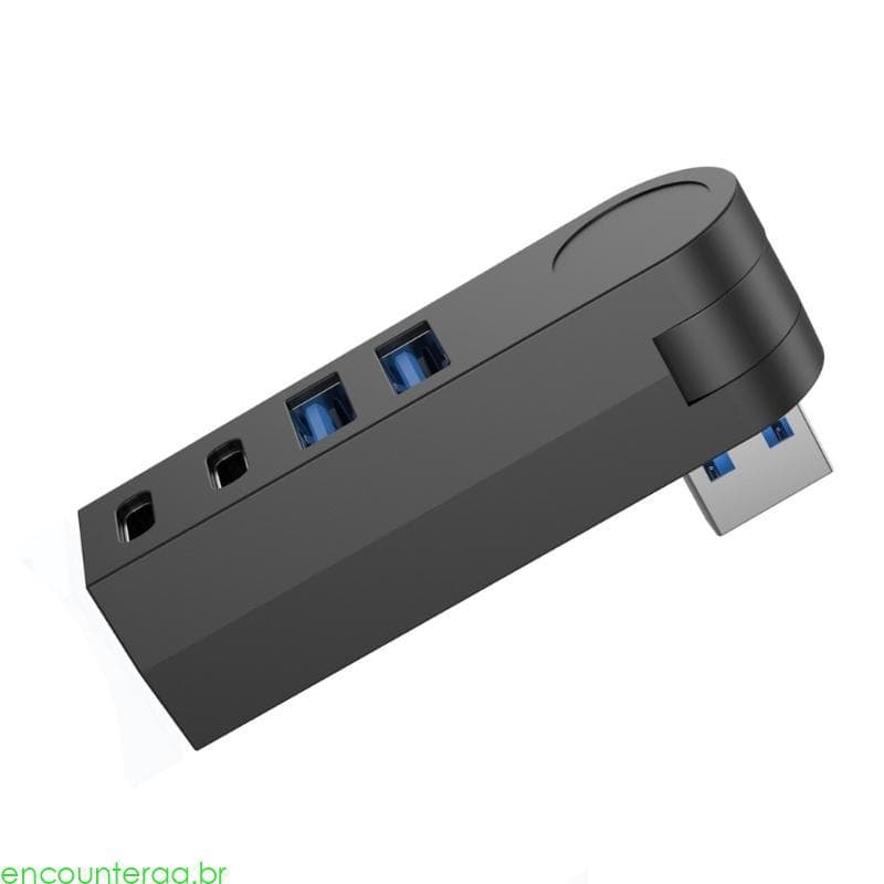 Encountera Adaptador Hub USB3 0 Giratório 270 Graus 4 1 Para Notebook Laptop