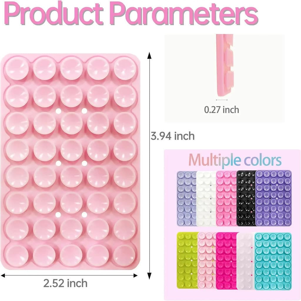 Capa para celular com ventosa e suporte de espelho adesivo em silicone - 24/40 furos, disponível em várias cores.