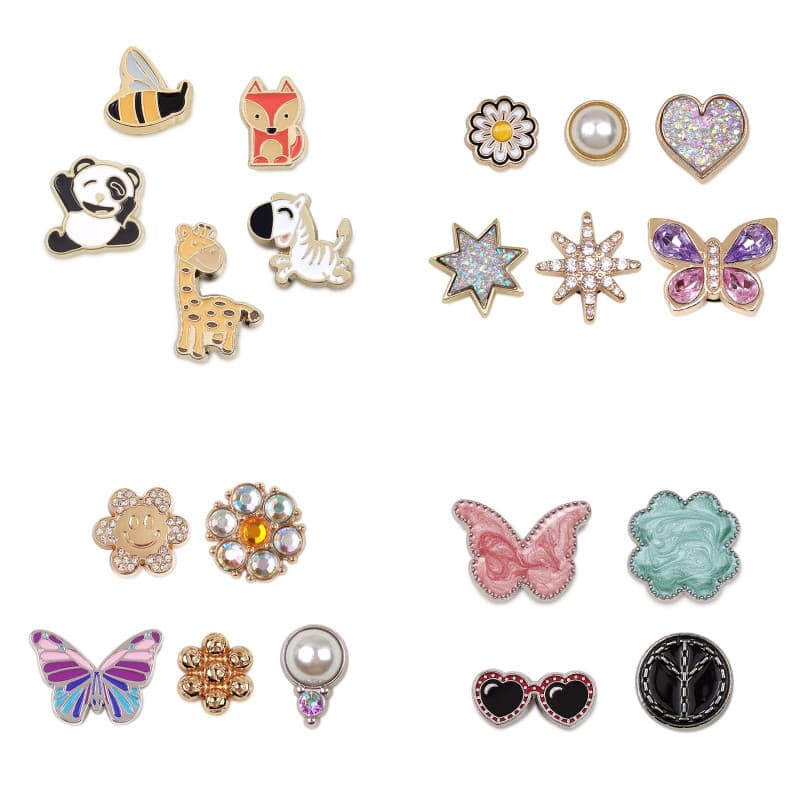 100 # Miss Zoe metal Jibtz Dos Desenhos Animados Buraco Sacos Acessórios Preto