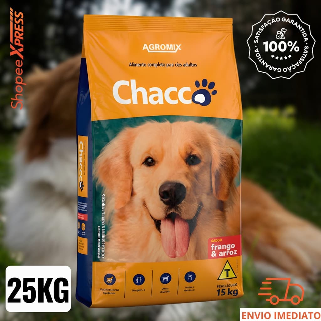 Ração para Cães Adultos Chacco 25kg Sabor Frango e Arroz  (APENAS 1UN POR PEDIDO)