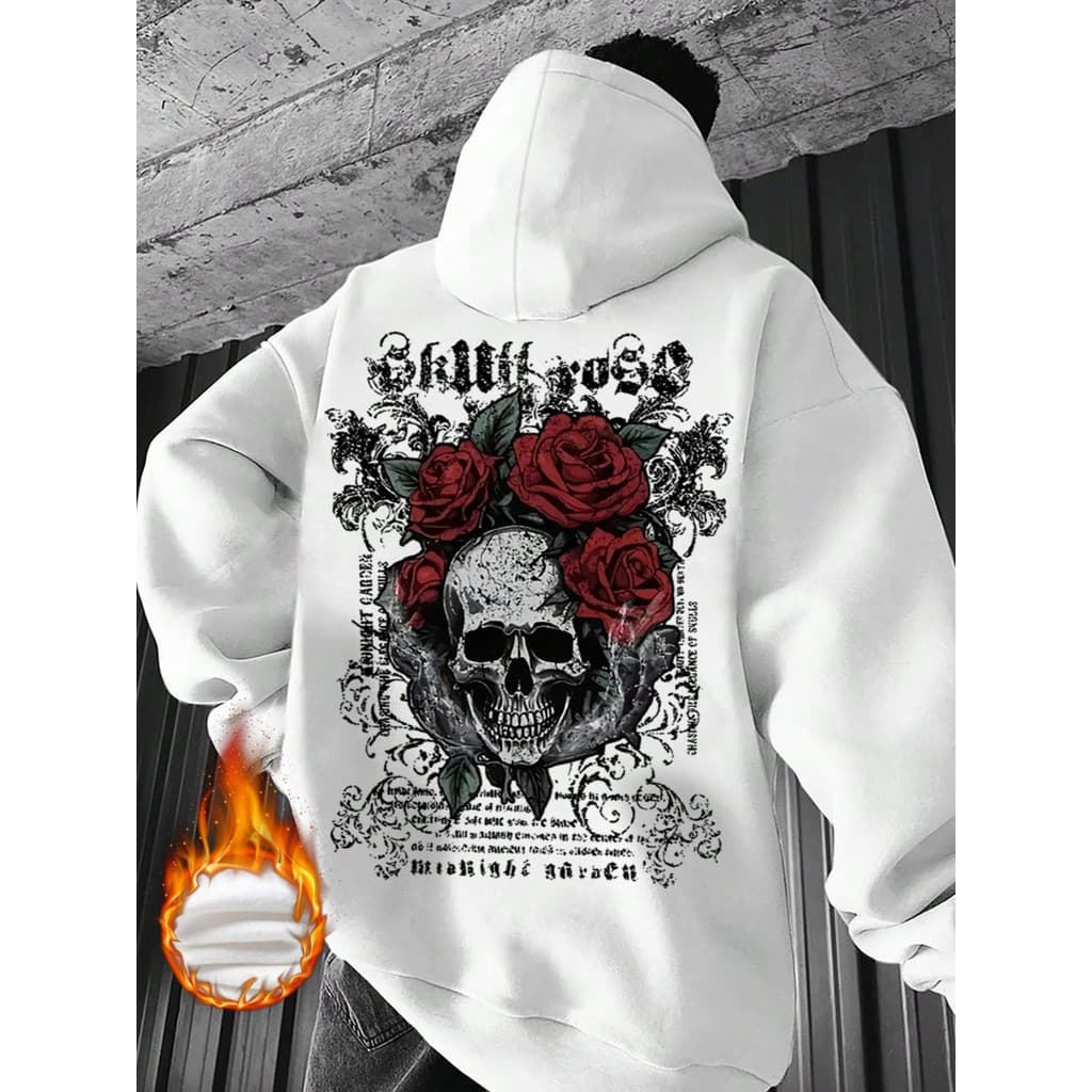 Blusa de Frio Moletom Masculino Caveira Floral Capuz Estilo Urbano Casual Premium