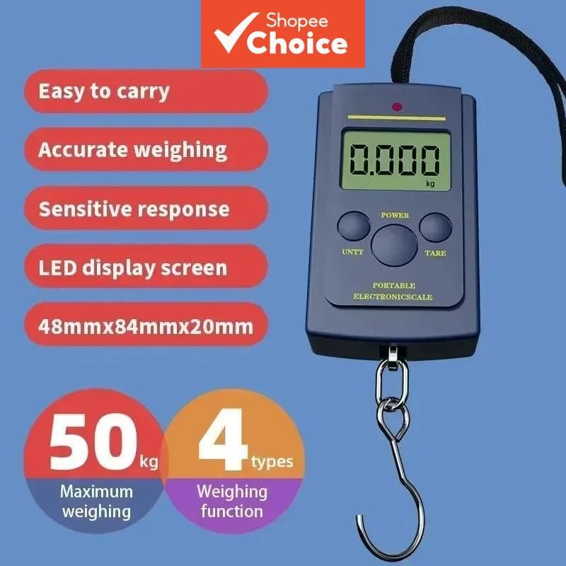 Mini Balança Digital Suspensa De 50kg/10g-Portátil De Bolso Para Pesca E Bagagem