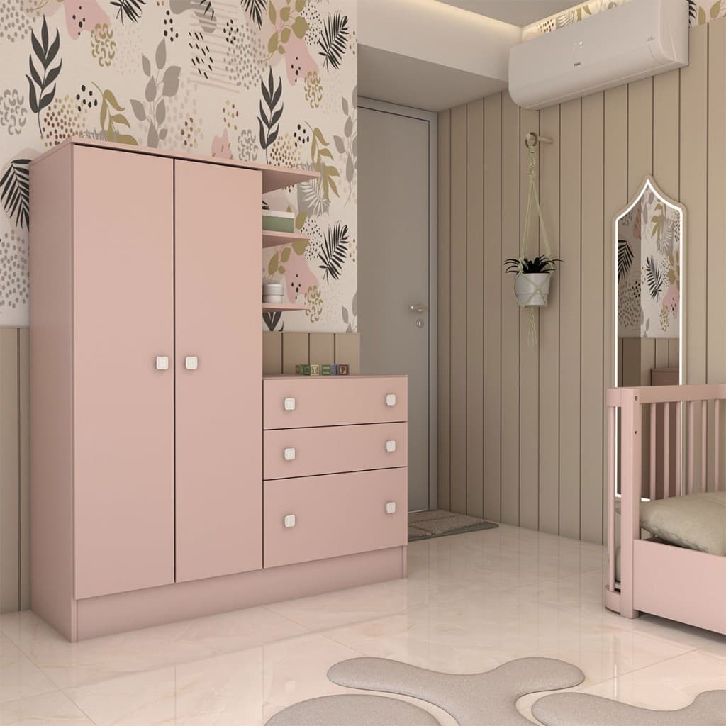 Guarda-Roupa Infantil com Cômoda Colorê 2 Portas 3 Gavetas - Panorama Móveis