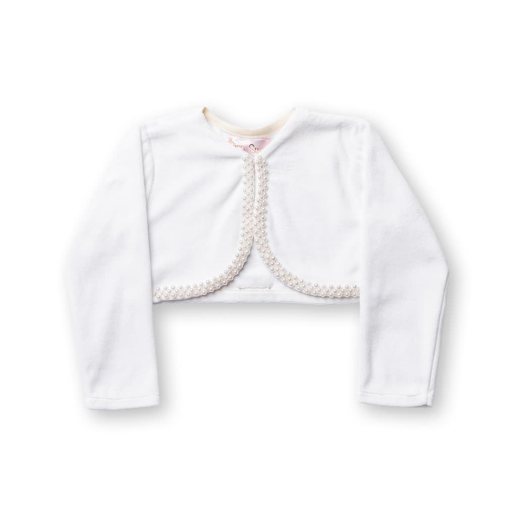 Bolero Infantil Menina Plush Festa Pérolas Bordado Mão Inverno