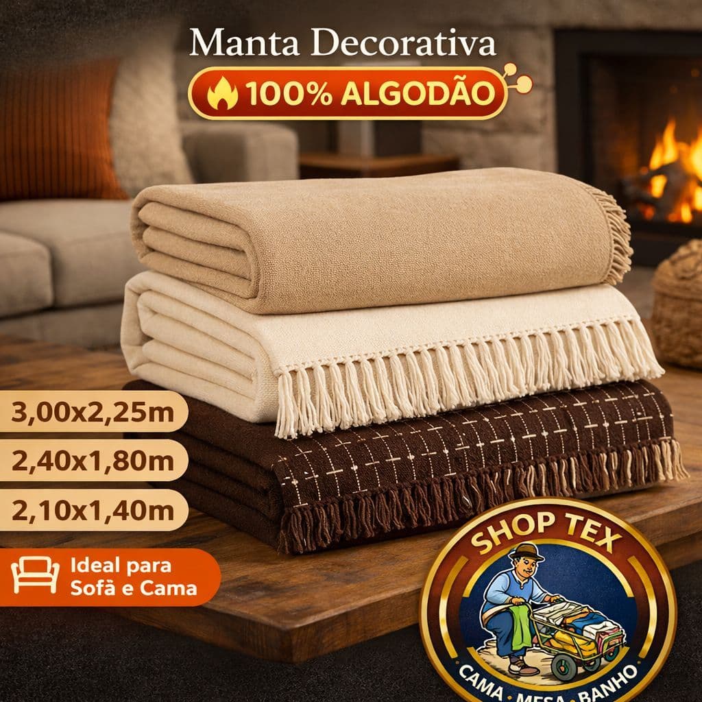 Manta Sofá Gigante King Luxo 100% Algodão – Capa Protetora Premium para Decorativa Elegante e Grande
