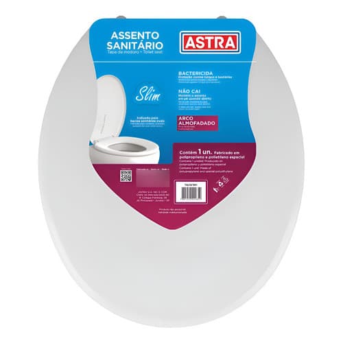 Assento com Tampa Vaso Sanitário Branco Oval Almofadado Astra