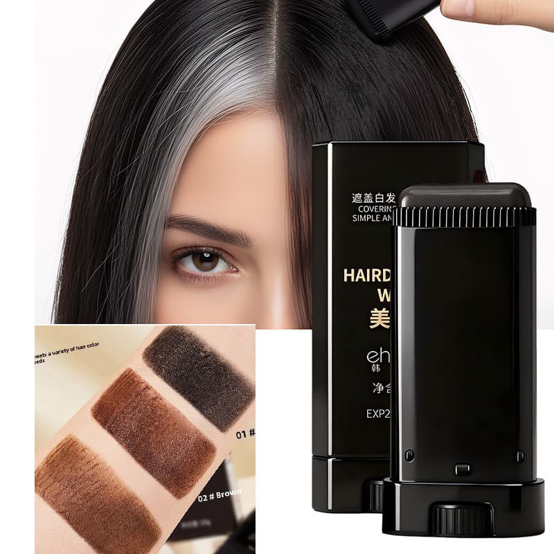 Bastão De Tintura Rápida Para Cobertura De Cabelo Cinza De Longa Duração Com Pincel Presente De Feriado