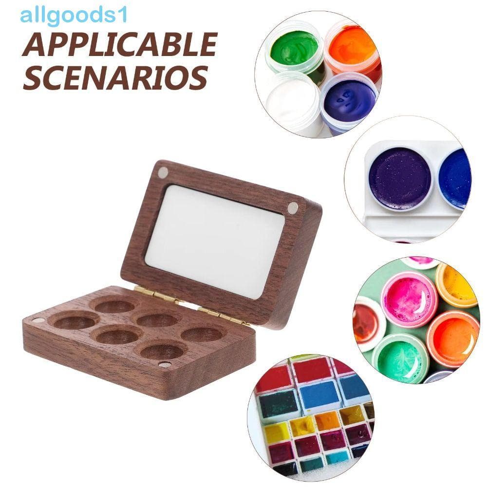 Paleta De Aquarela ALLGOODS , Caixa Compacta De Pintura De Nogueira , Mini Bandeja Mistura Portátil De Sucção