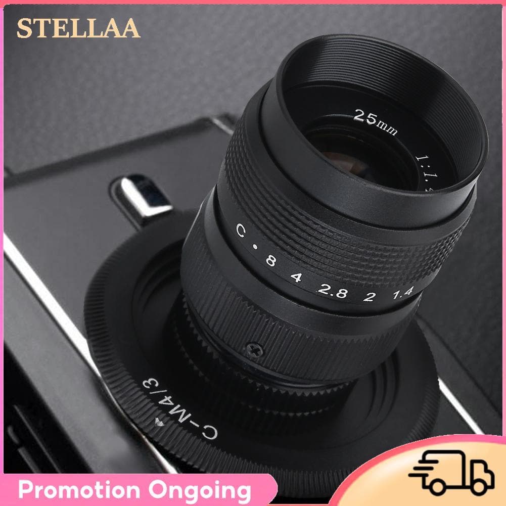 Stellaa Conjunto de lentes de câmera Pbzydu 25mm F/1.4 + C-m4/3 Anel macro adaptador para EPL5 EPM3 EPL7 OM-D