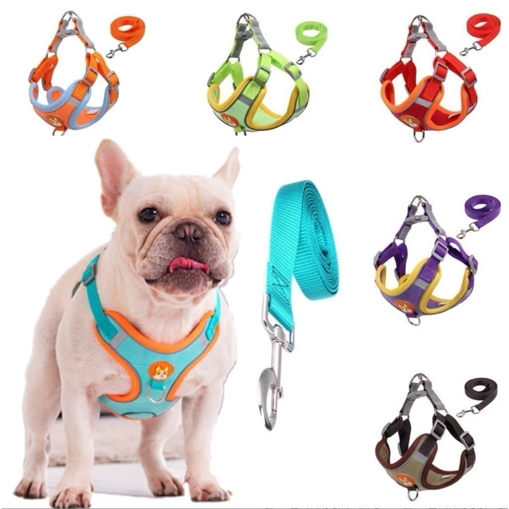 Coleira Peitoral Cachorro E Gato, Conjunto De Guia + Coleira Tipo Colete Para Pet Pequenos E Médios