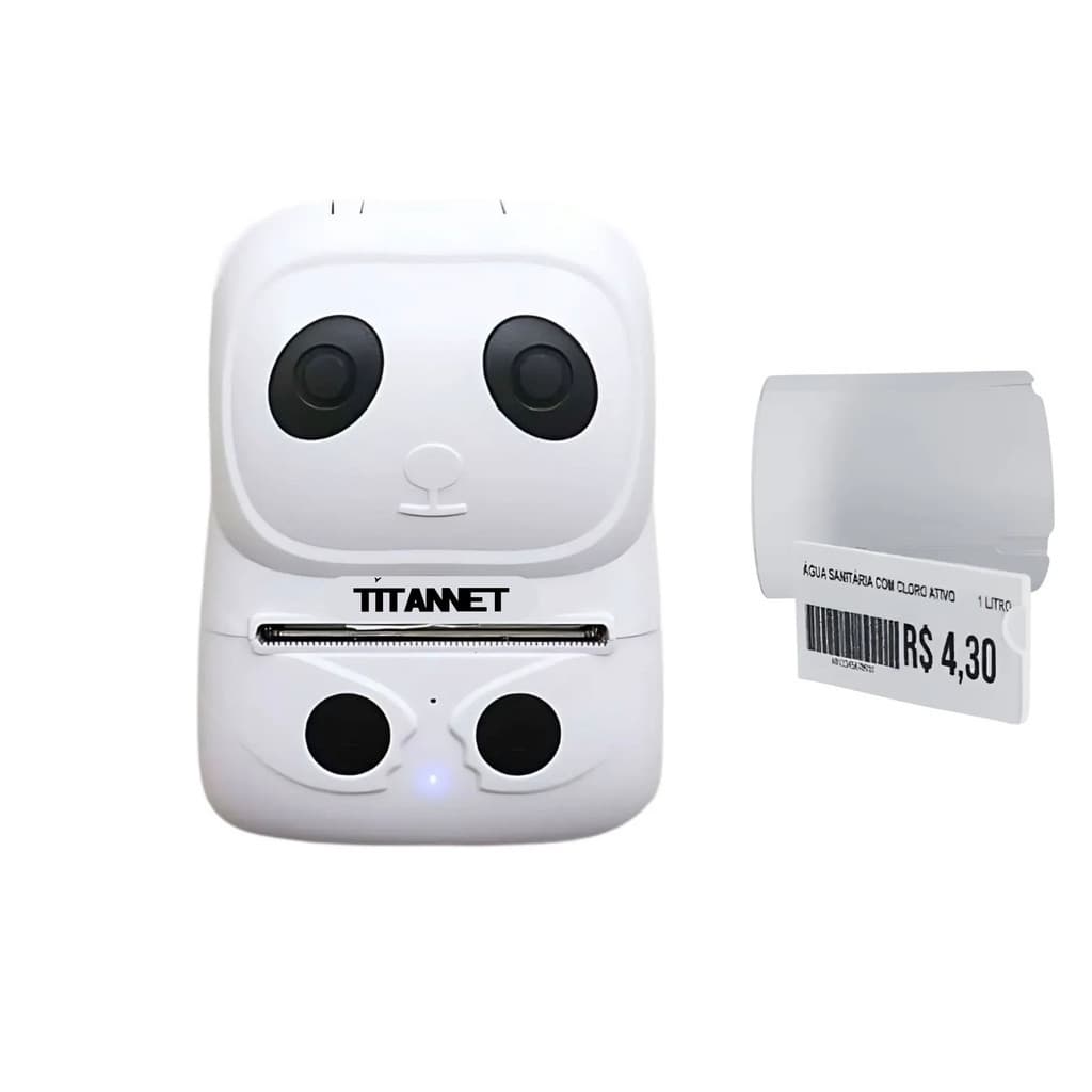 Mini Impressora Bluetooth + 5 Rolos Etiquetas Gôndolas 50x40 Branca