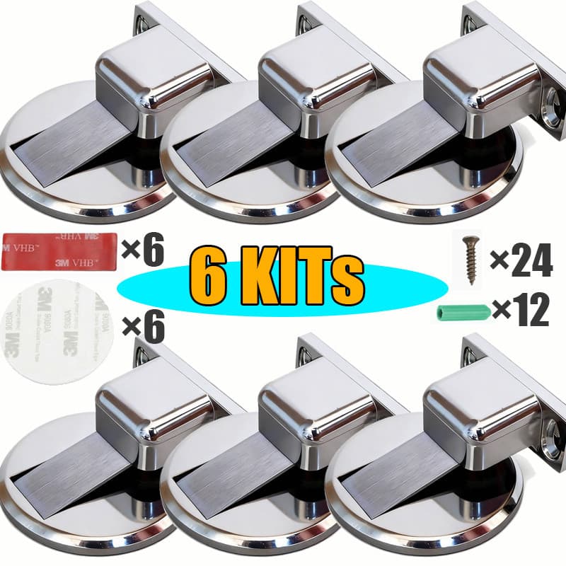 Prendedor Trava Fixador de Porta Magnético Slim Inox Cromado Adesivo