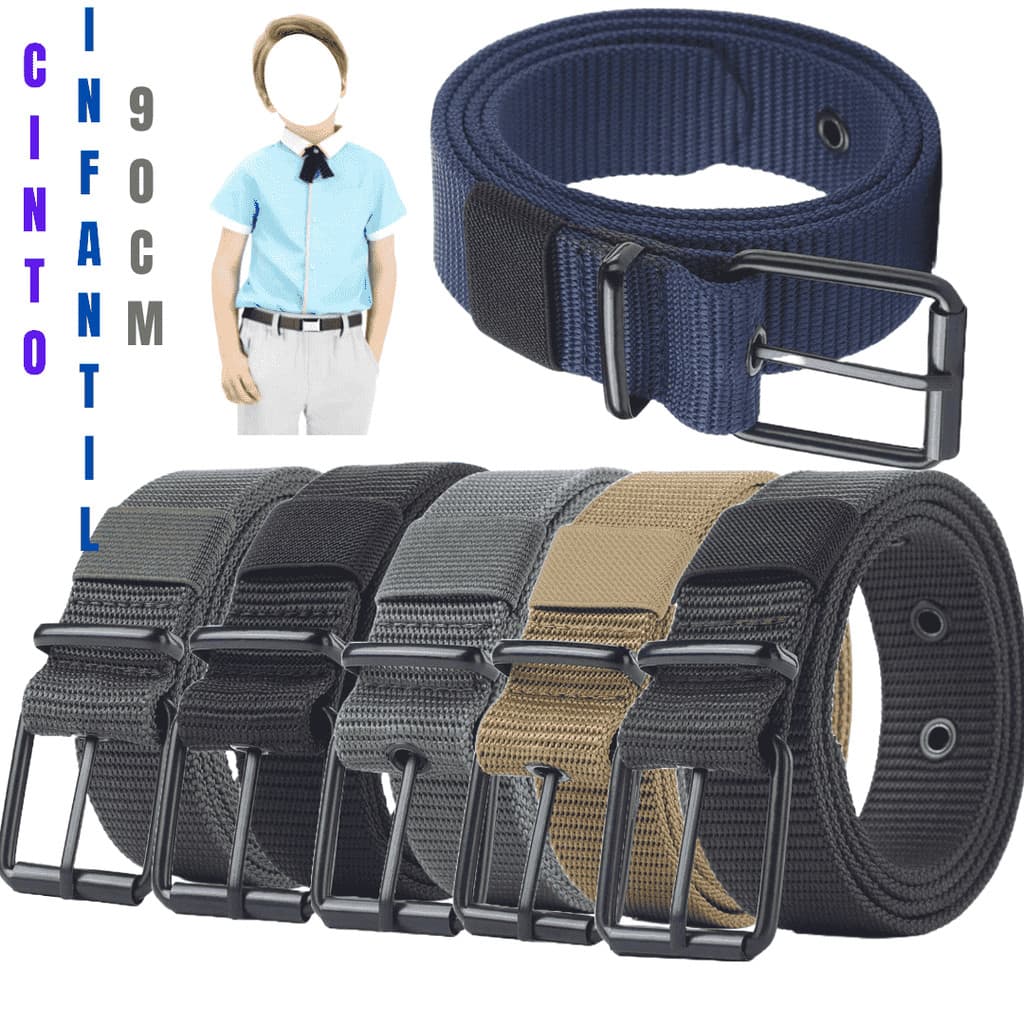 Cinto de lona infantil simples de nylon calças de cowboy