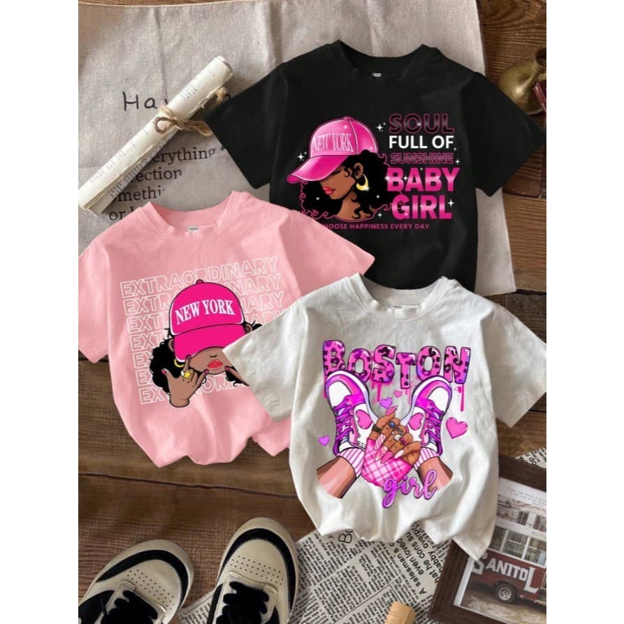 Kit 3 Camiseta Feminina Infantil Algodão Básica Moda Blogueirinha Blusa Menina Enviamos Rapido