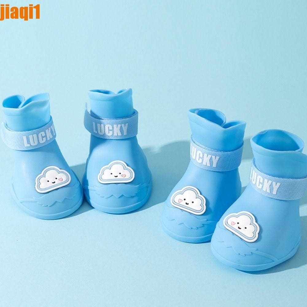 JIAQI1 4 Unidades/Conjunto Antiderrapante Para Animais De Estimação , Sapatos De Chuva Cães À Prova D'água De Silicone ,