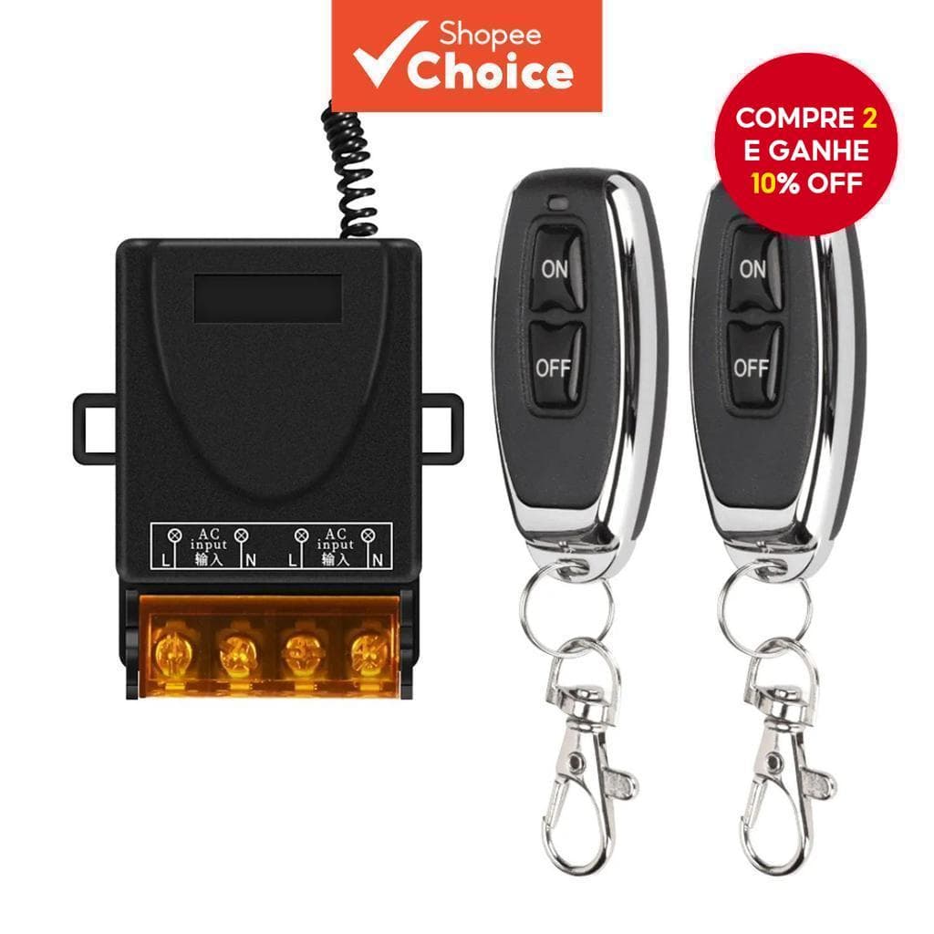  AC 110V 220V RF 433 MHz Transmissor 30A Relé 1CH Controlador de Receptor e Controle Remoto Sem Fio 2 Botões 433 MHz