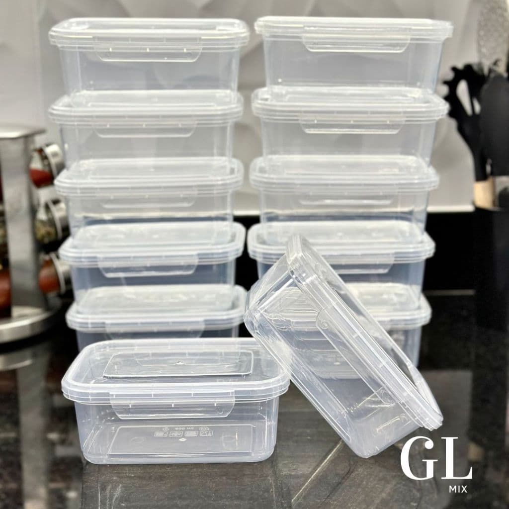 Kit Conjunto 10 Marmitas 800ml com travas Herméticas Transparente Reutilizáveis Livre de BPA