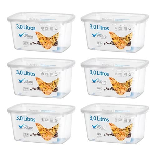 Kit 06 Pote 3 Litros  Para Visita Presídio Marmitas Trasparente