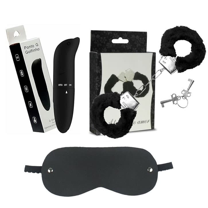 KIT Fetiche: Vibrador GOLFINHO + Algema + Venda - SEX SHOP