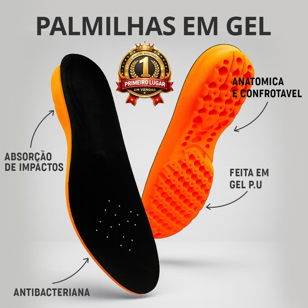 Par De Palmilha Em Gel P.U Original Ortopédica Confortável Anti-impacto Tênis Sapato Coturno Premium