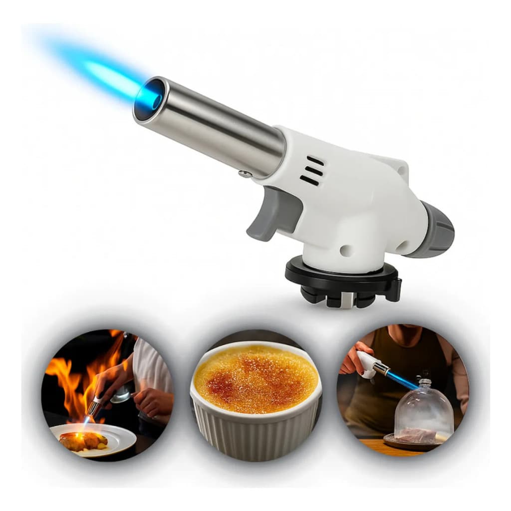 Maçarico Culinário Portátil Profissional Regulagem de Chama Para Cozinha Creme Brulee Confeitaria e Churrasco