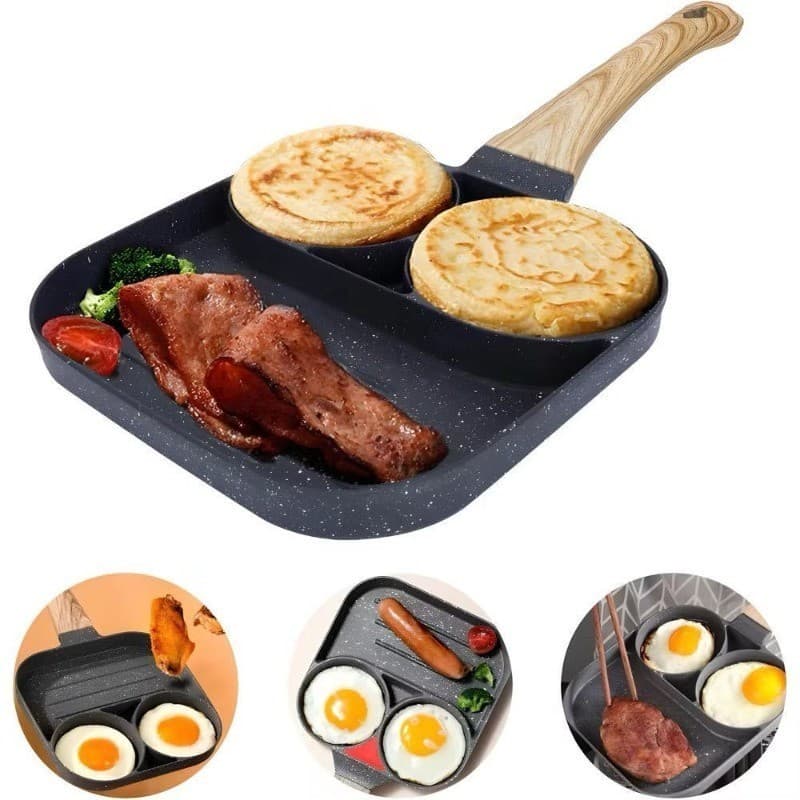 Non-Stick 3-In-1 Frying Pan with Dividers Frigideira Multifuncional Antiaderente 3 em 1