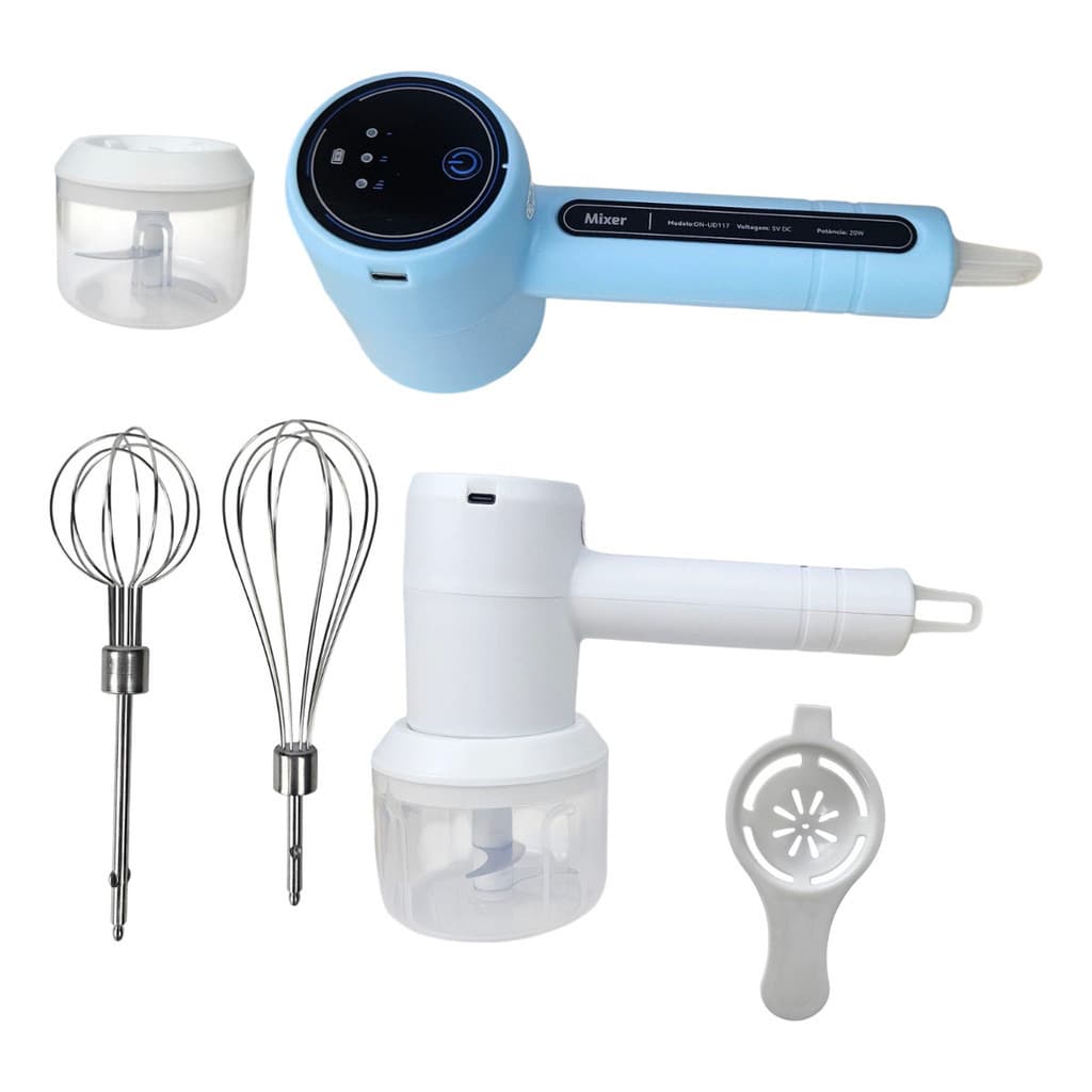 Mini Batedeira e Processador Elétrica Portátil 2 Em 1 Recarregável Mixer a Bateria