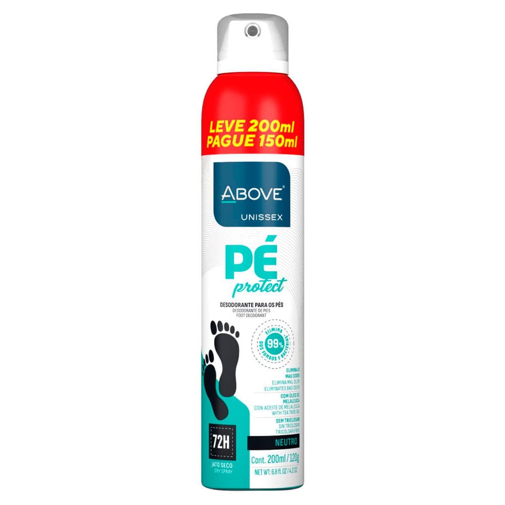 Desodorante para os Pés Above Unissex Pé Protect Neutro 72h Leve 200ml Pague 150ml