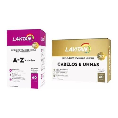 Lavitan A-z Mulher 60 Comp + Cabelos E Unhas 60 Comp Sabor Original