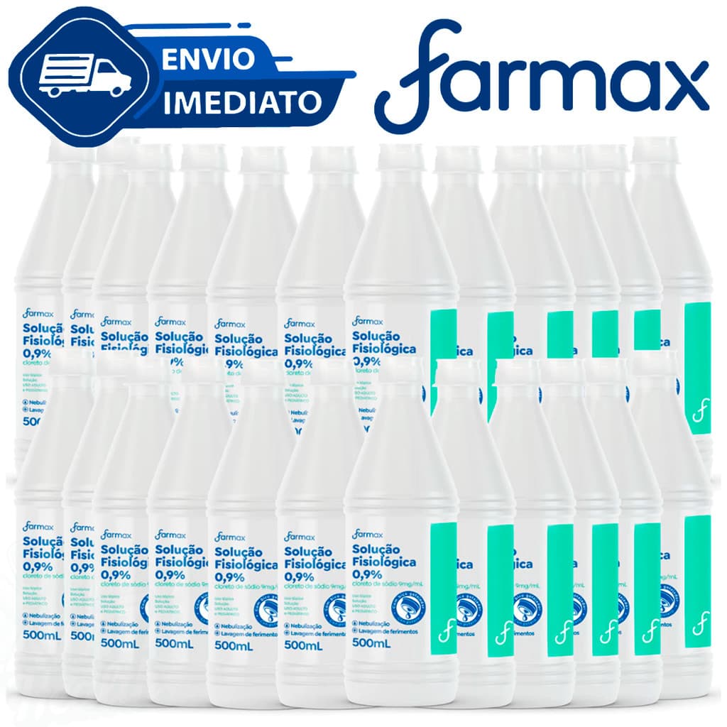 Kit C/24 Unidades Soro Fisiológico Sorimax Lavagem Nasal 0,9% 500ml Farmax Envio Imediato