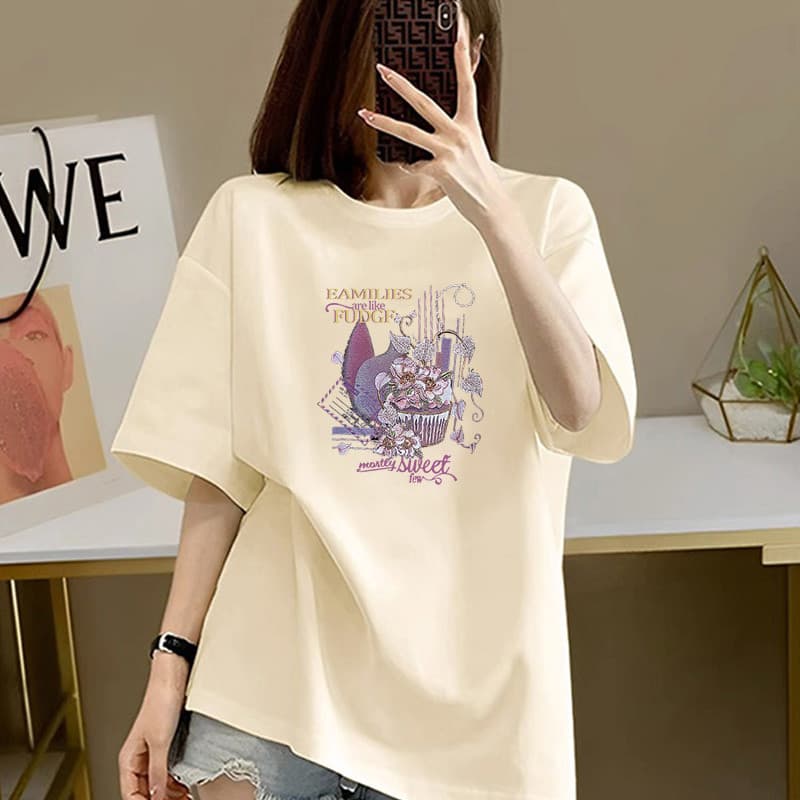 2026 novo estilo verão maternidade Wear puro algodão manga curta camiseta moda Casual solto tamanho grande feminino topo